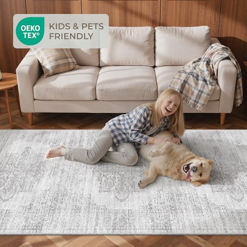 2x12 Runner Rug Non Slip (Light Grey/White / 2' x 12' (Runner))