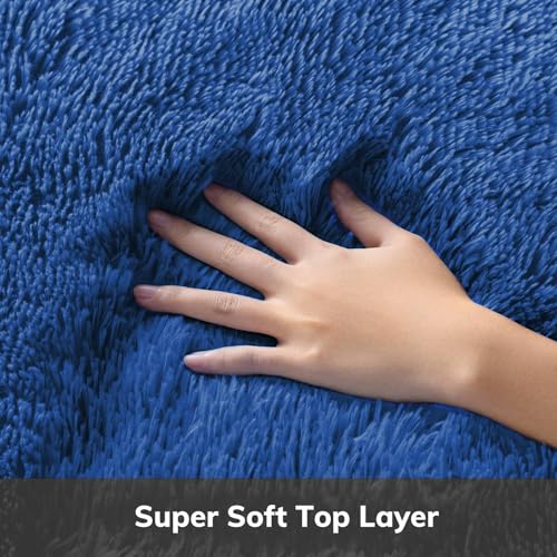 Round Rug 6Ft Blue Circle Area Rug (6- Blue / 6' (Round))