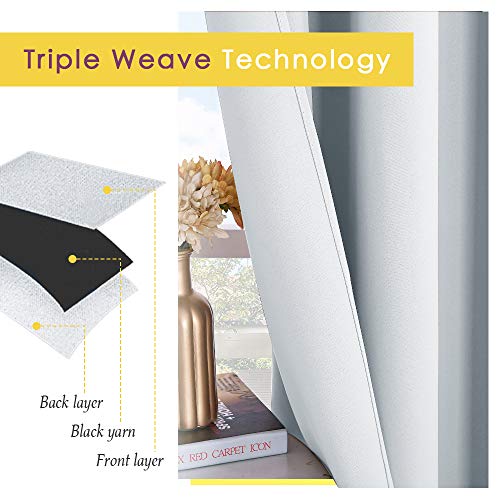Room Darkening Window Curtain Panels (Greyish White / 42"W x 72"L (Pack of 2))