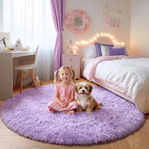 Light Purple Round Rugs 5ft (Light Purple / 5' (Round))