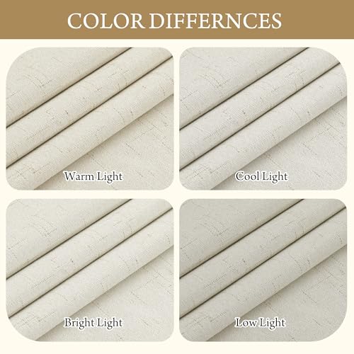 Cream White Linen Blackout Curtains (Z - Cream / 52"W x 90"L (Pack of 2))