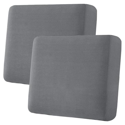 Super Stretch Individual Seat Sofa Covers Couch Cushion Covers Slipcover Sets Thick Jacquard Textured Twill Fabric (Grey / 2 Cushion Sofa)