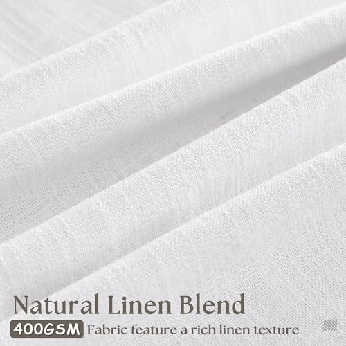 60 Inch Width Curtains 96 Inch White Linen Curtains Pinch Pleated (Snow White / 60"W x 96"L (Pack of 1))