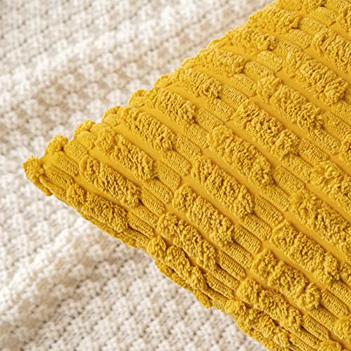 Euro Corduroy Decorative Throw Pillow Covers 24x24 Mustard Yellow (Mustard Yellow / 24" x 24" (Pack of 2))