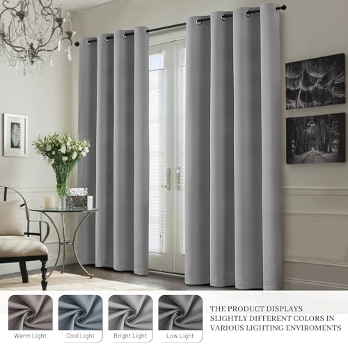 Dove Grey 100% Blackout Curtains 84 Inches Long 50" Wide 2 Panel (50"W x 84"L (Pack of 2) / Dove Grey With White Backing)