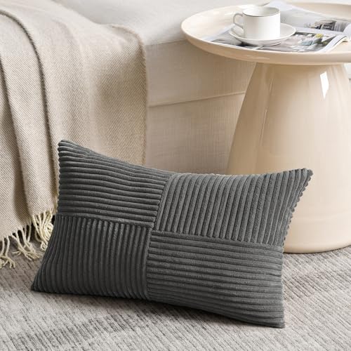 2 Packs Dark Gray Lumbar Decorative Throw Pillow Covers 20x28 Inch for Living Room Couch Bed Sofa (Dark Gray / 28" x 20" (Pack of 2))
