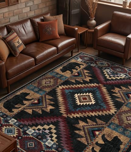8x10 Western Cabin Area Rugs for Living Room (Bear / 8'x10' (Rectangular))