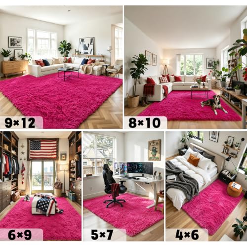Area Rugs 9x12 Living Room (Hot Pink / 9' x 12' (Rectangular))
