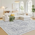Washable Rugs 8x10 Area Rugs for Living Room (8' x 10' (Rectangular) / Grey/Cream/White/Light Blue)