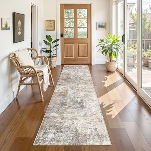 2x8 Washable Runner Rug for Hallway (Brown Grey / 2' x 8' (Runner))
