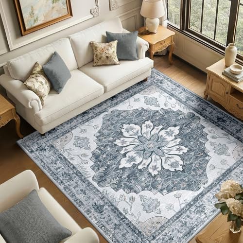 Washable Area Rug (Grey/White/Beige / 6' x 6' (Square))
