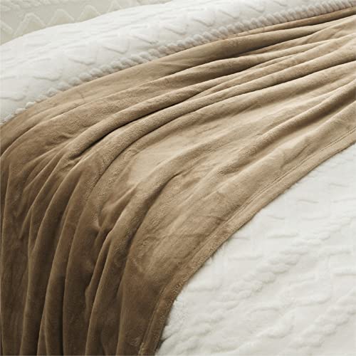 GentleSoft Fleece Throw Blanket Camel (Camel / Throw (50" X 60"))
