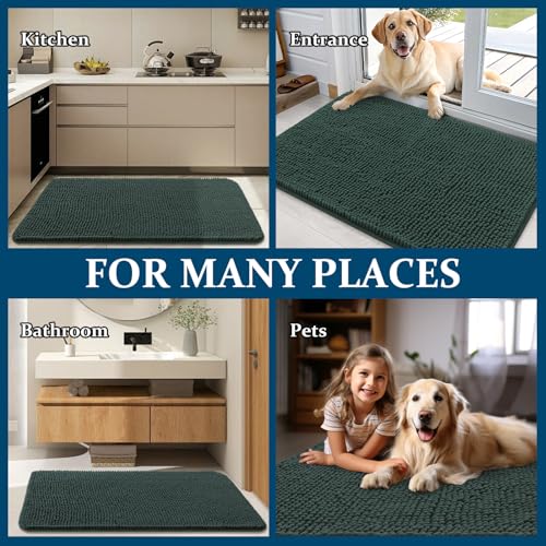 Dog Door Mat for Muddy Paws 34x21 (Blackish Green / 34" X 21")