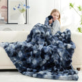 Faux Fur Throw Blanket for Couch (Tie-dye Blue / Throw(50" x 60"))