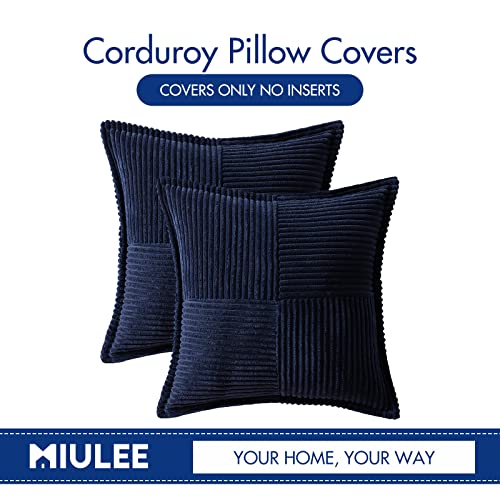 Decorative Throw Pillow Covers for Couch 18x18 Inch Navy Blue 2 Pack (Navy Blue / 18" x 18" (Pack of 2))