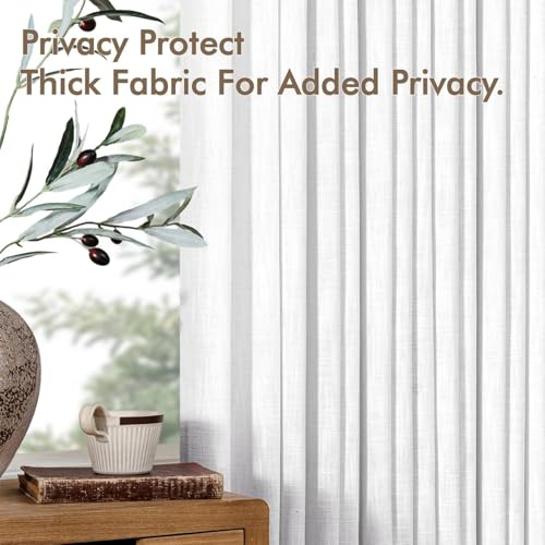 Pinch Pleated Thick Linen Curtains 84 Inch Long 2 Panels White (White / 40"W x 84"L (Pack of 2))