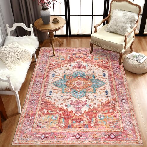 Washable Area Rug (4' x 6' / Pink)