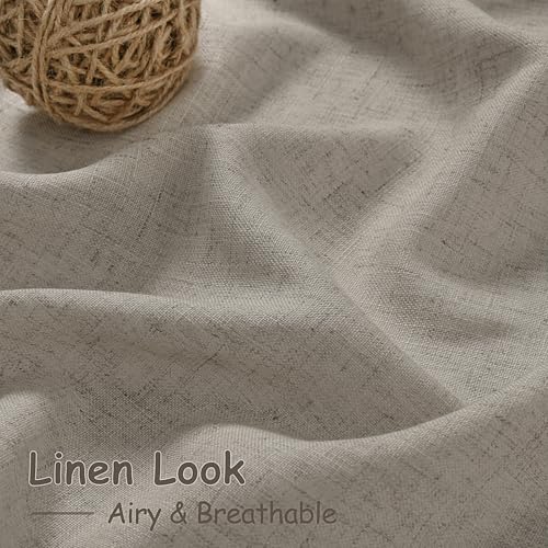 108 Inch Long Curtains for Living Room Grey Beige Linen Simple Modern Light Filtering Semi Sheer Curtain Back Tab Boho Neutral Gray Floor to Ceiling High Window for Bedroom 52x108 (52"W x 108"L (Pack of 2) / Grey Beige)