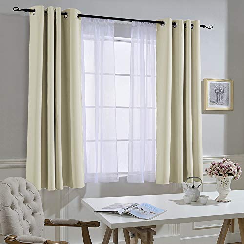 Half Window Curtains for Bedroom (Beige / 52"W x 54"L (Pack of 2))