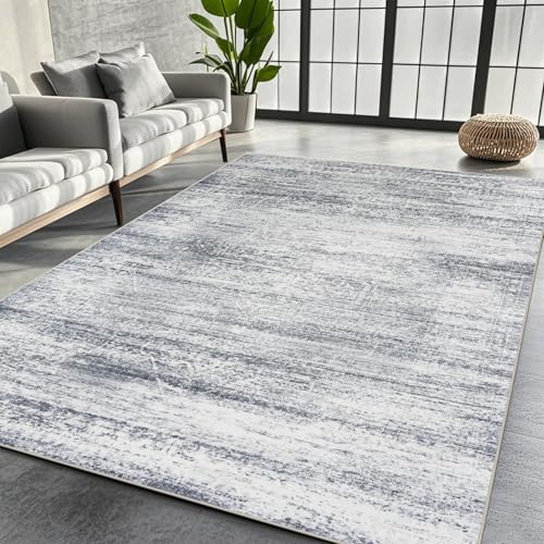 5x7 Washable Area Rugs for Living Room (5' x 7' (Rectangular) / Grey-cream)