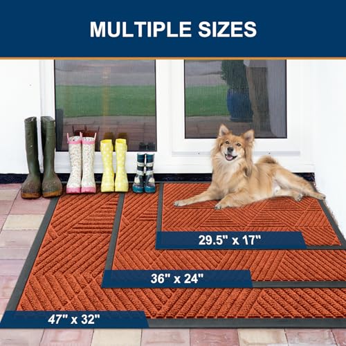 Front Door Mat Outside Entrance (Burnt Orange / 29.5" X 17")