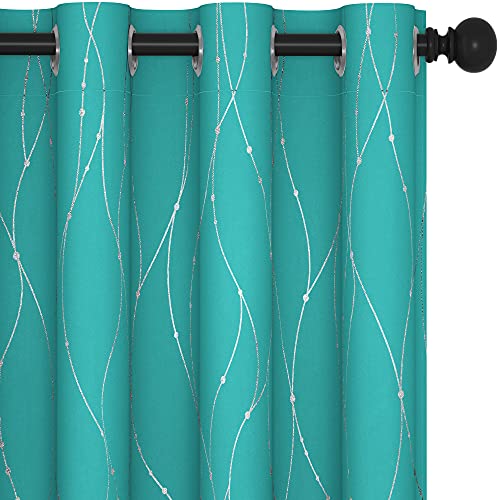 Living Room Curtains 84 Inches Long (Turquoise/Wave Dots / 52"W x 84"L (Pack of 2))