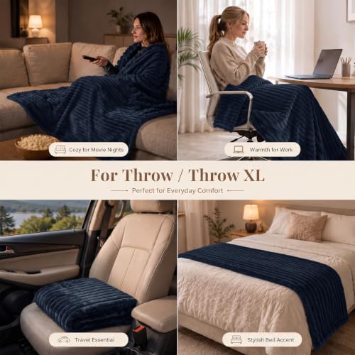 Navy Blue Throw Blanket for Couch (Navy Blue / Throw (50" x 60"))