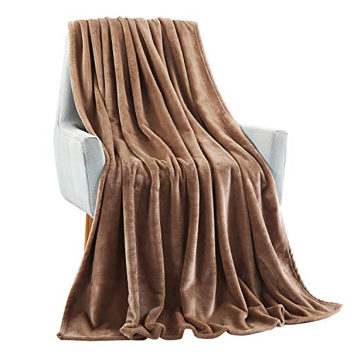 Large Flannel Fleece Throw Blanket (60"x80" / Light Coffee)