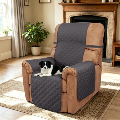 Reversible Recliner Chair Covers (Dark Grey/Light Grey / 28'' Recliner)