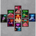 09 Pcs Unframed Glowing Neon Ghost Art (Unframed / Ghost Decor)