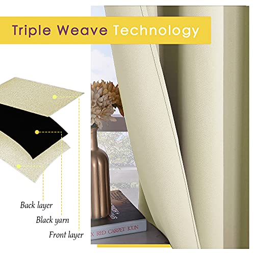 Room Darkening Draperies Window Curtain Panels (Beige / 70"W x 84"L (Pack of 2))