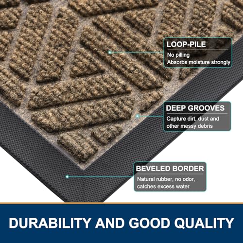 Front Door Mat Outside Entrance (Brown / 29.5" X 17")