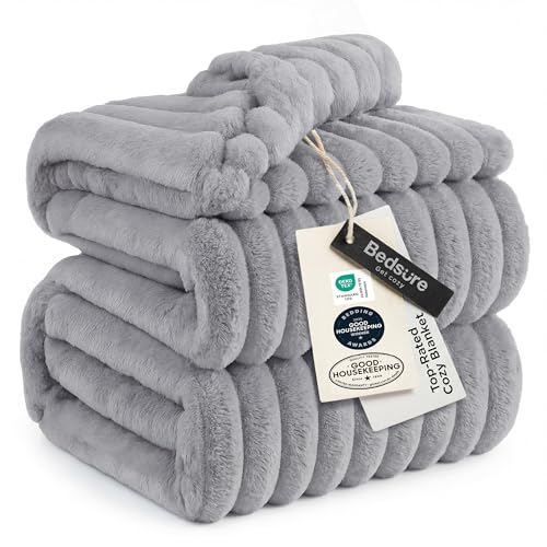 Soft King Size Blankets for Bed Light Grey 108"x90" (Light Grey / King)