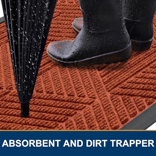 Front Door Mat Outside Entrance (Burnt Orange / 29.5" X 17")
