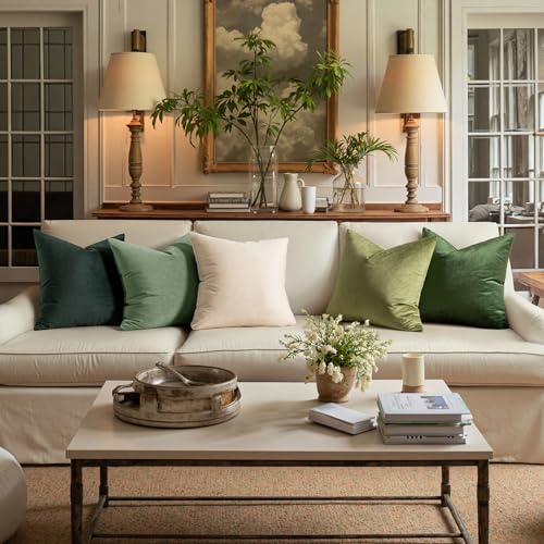 Velvet Christmas Throw Pillow Covers 14x14 Inch Pack of 2 Army Green (14" x 14" (Pack of 2) / Army Green)