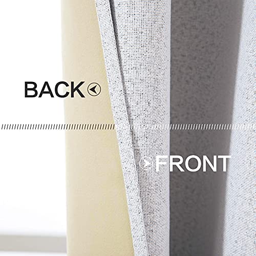 100% Blackout Linen Curtains for Bedroom 52x90 Inches Grayish White (Grayish White / 52"W x 90"L (Pack of 2))