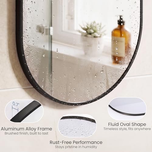 24" x 48" Black Bathroom Mirror for Wall (Black-oval / 24"L x 48"W)