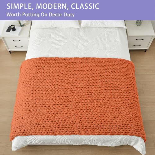 Chunky Knit Throw Blanket for Couch (Terracotta / 40"x80" (Special Size Throw))