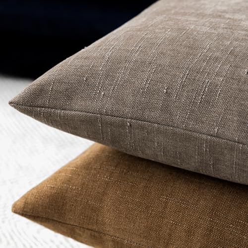 Solid Textured Chenille Throw Pillow Covers 24x24 Inch (24" x 24" (Pack of 2) / Taupe Grey)