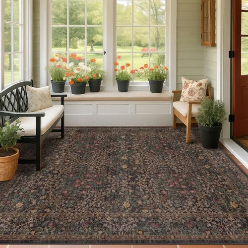 Dark Brown Washable 5x7 Area Rugs for Living Room (Dark Brown / 5' x 7' (Rectangular))