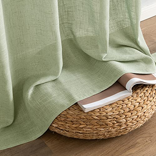 Sage Green Linen Curtains 37x72 Inch Length 2 Panels (37"W x 72"L (Pack of 2) / Sage Green)