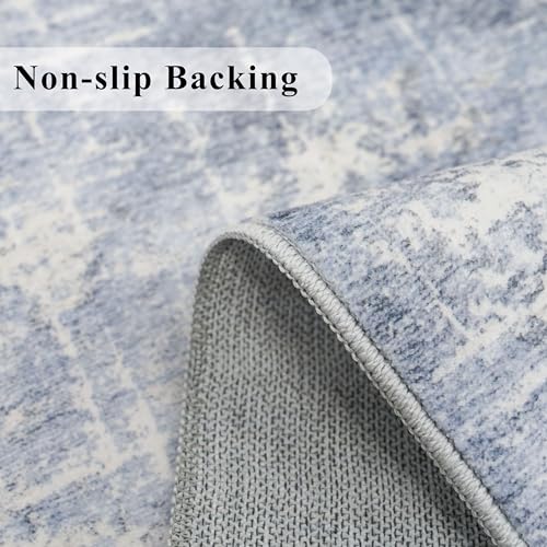 Hallway 2x10 Washable Runner Rug (2' x 10' (Rectangular) / Blue/Ivory)