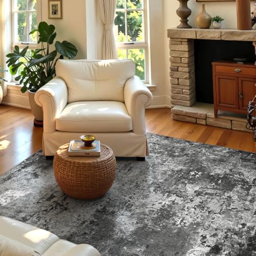 Entrance Rugs Indoor 3x5 Black Entry Rug Washable Abstract Black Small Area Rug Non (Black / 3' x 5' (Rectangular))