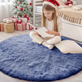 Denim Blue Round Rugs for Bedroom (4 Ft Round / Denim Blue)