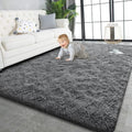 Super Soft Shaggy Rugs Fluffy Carpets (8' x 10' (Rectangular) / Coal Gray)
