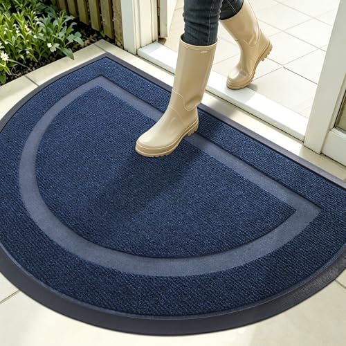 Half Circle Front Door Mat Outside 35x23 All (Blue / 35" x 23")