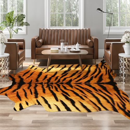 Premium Tiger Print Rug (4'7" X 5'2" (Irregular) / Classic Tiger)