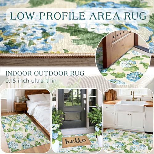 Floral Outdoor Rug (Hydrangea Blooms - Light Blue / 2'4" x 3'7" (Rectangular))