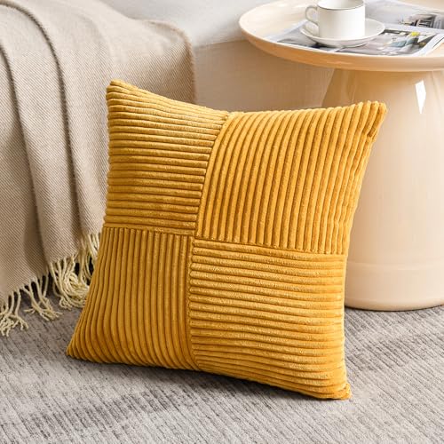 2 Packs Sunflower Yellow Spring Decorative Throw Pillow Covers 18x18 Inch for Living Room Couch Bed Sofa (Gold Yellow / 18" x 18" (Pack of 2))