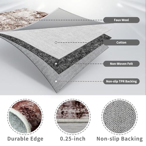 3x10 Washable Runner Rugs for Hallway (Brown/Khaki/White / 3' x 10' (Runner))